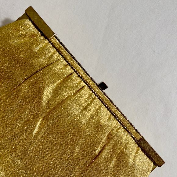 Cocktail Clutch Purse No brand Made USA 11.5"x5.5" Gold Metallic Tuck Away Chain - Picture 11 of 12